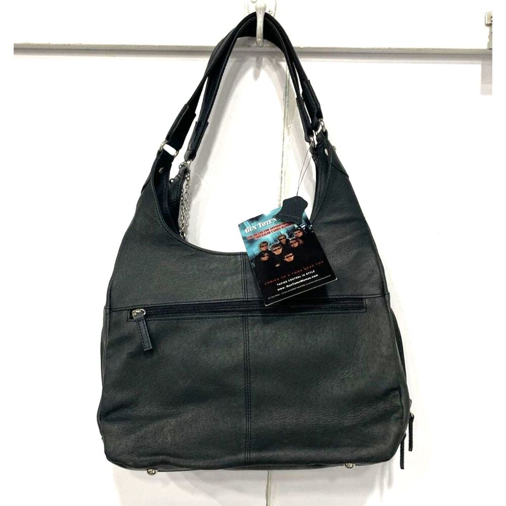 Gun Tote'n Mamas "Conceal Carry" Handbag Black Gtm-32/bk Pleated Slouch Leather